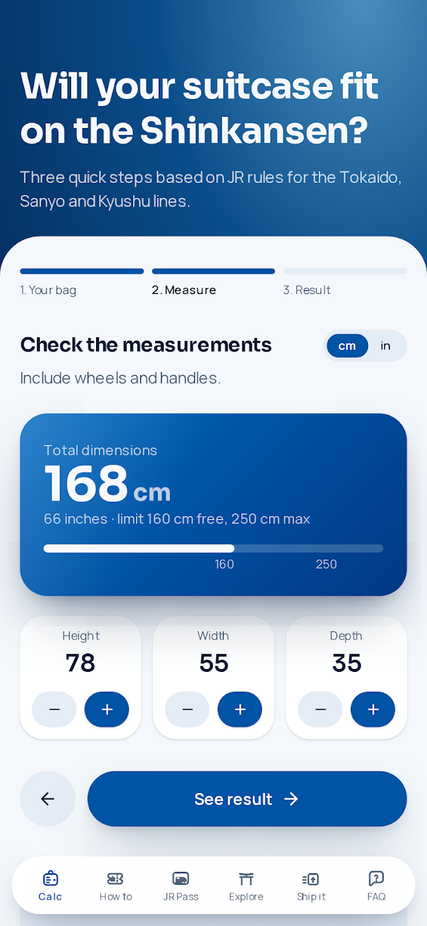 Shinkansen Luggage - Oversized baggage guide app screenshot 2
