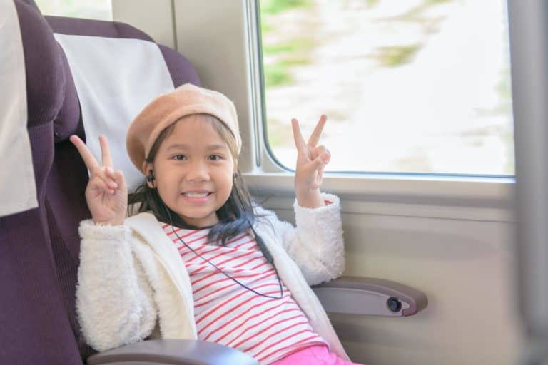 Cute child on train