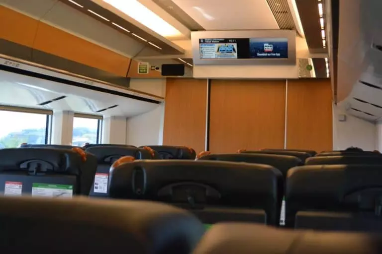 Seats inside of train