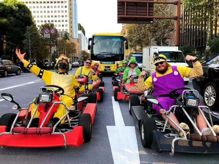 Mario karting on streets