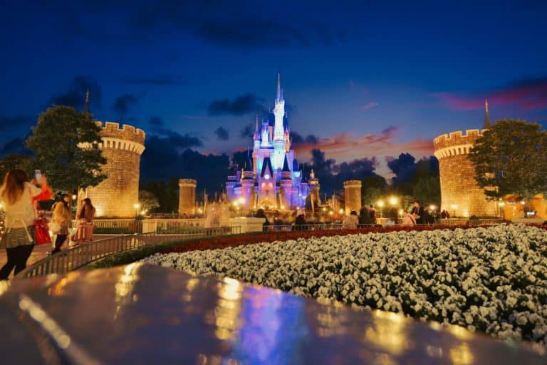 Disney castle lit up