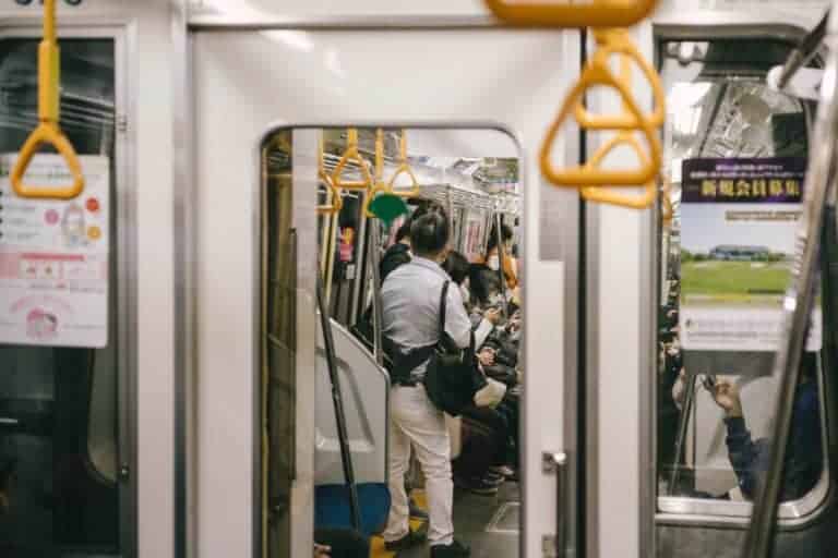 People on subway train